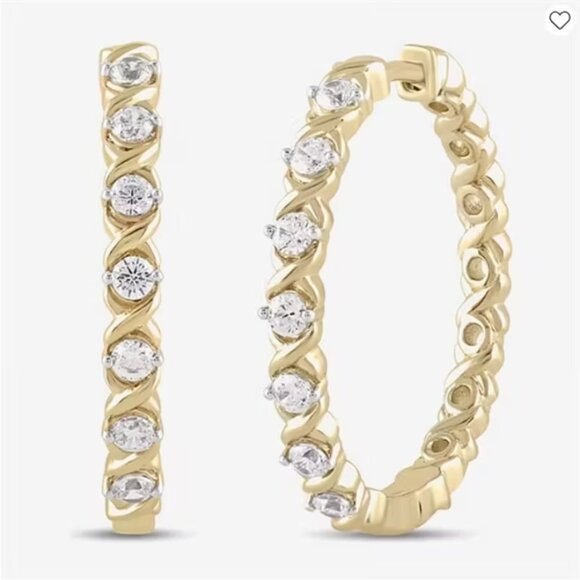 14K Gold Womens 2ct Diamond Small Hoop Earrings Ladies NEW 14 K Silver Jewelry